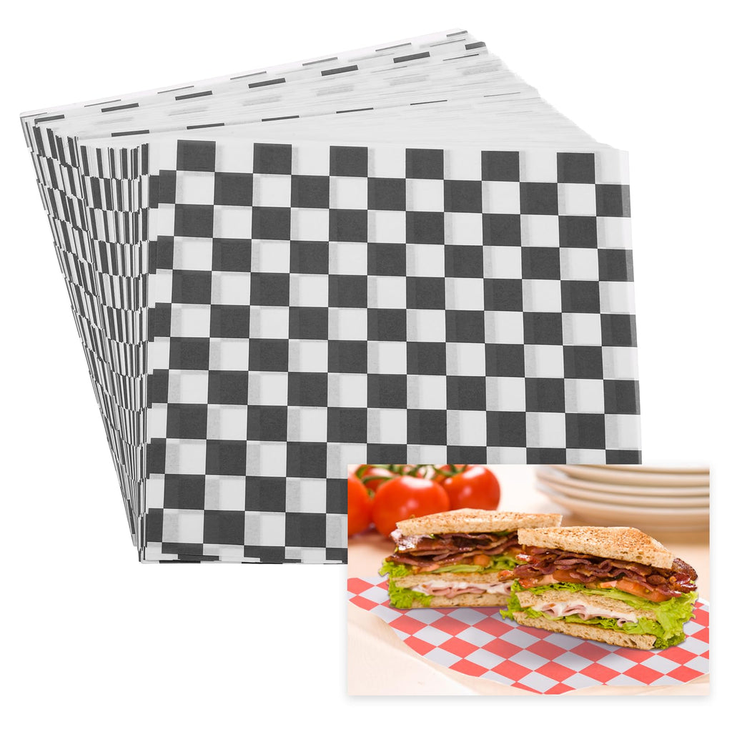 PATIKIL 7.1" x 7.1" Waxed Paper Sheets, 50Pcs Square Pattern Oil-absorbing Dry Food Wrapping Paper for Bakery Coffee Shop Home Baking Kitchen DIY, Red