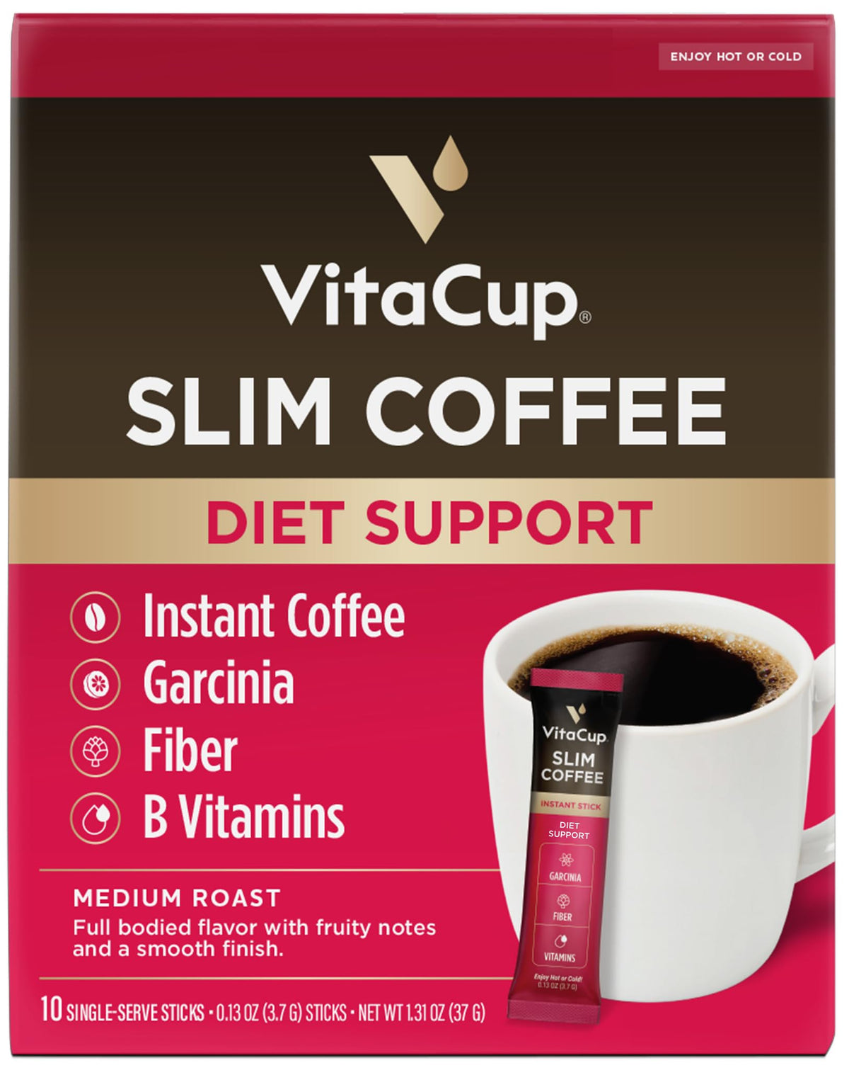 VitaCup Perfect Low Acid USDA Organic Instant Coffee Packets 24ct