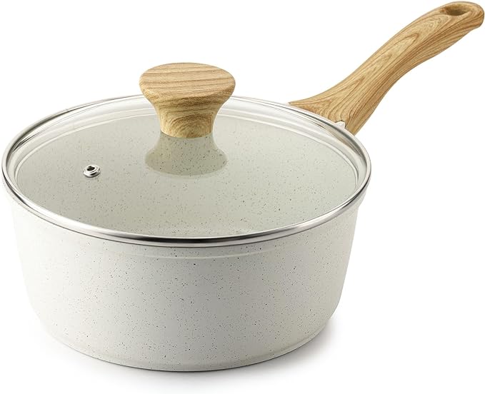 SENSARTE Nonstick Sauce Pan Set with Lid, 1.5+2.5 Quarts, PFOA/PFOS Free