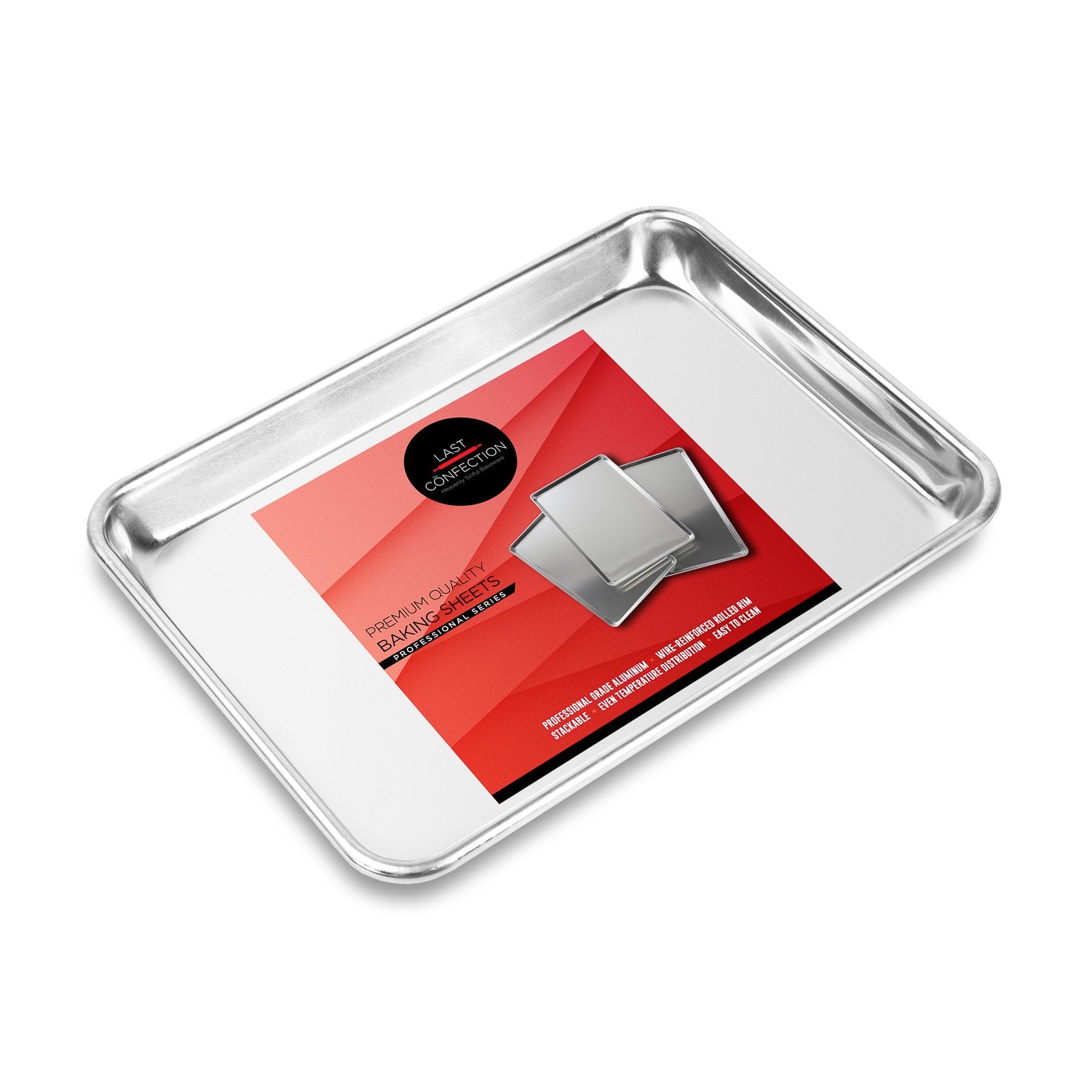 Last Confection 6 Cookie Baking Sheets 9" x 13" - Small Rimmed Aluminum Jelly Roll Trays - Quarter Sheet Pans