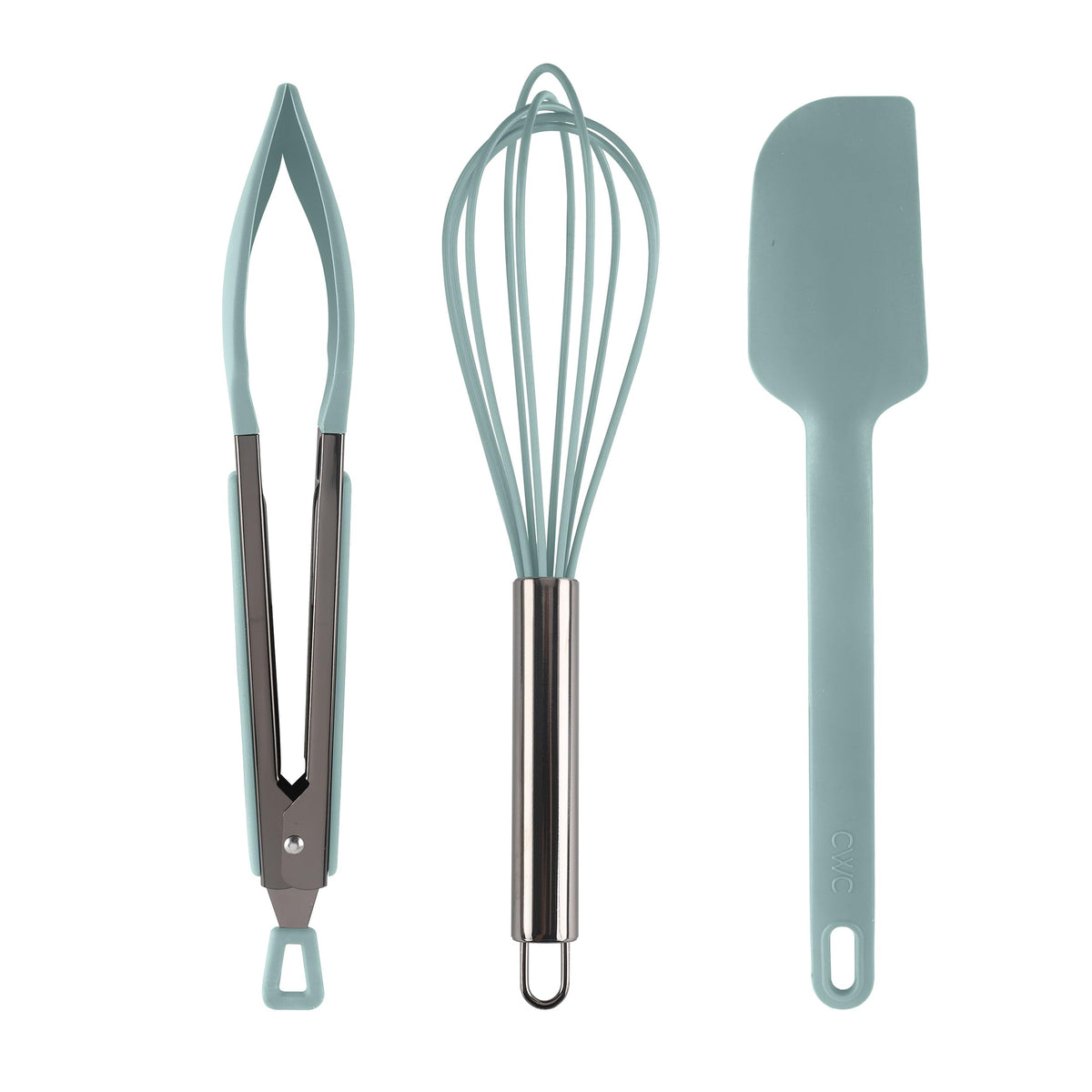 COOK WITH COLOR Stainless Steel Silicone Tipped Kitchen & BBQ Tongs Set, 2 Pc Tongs, Green