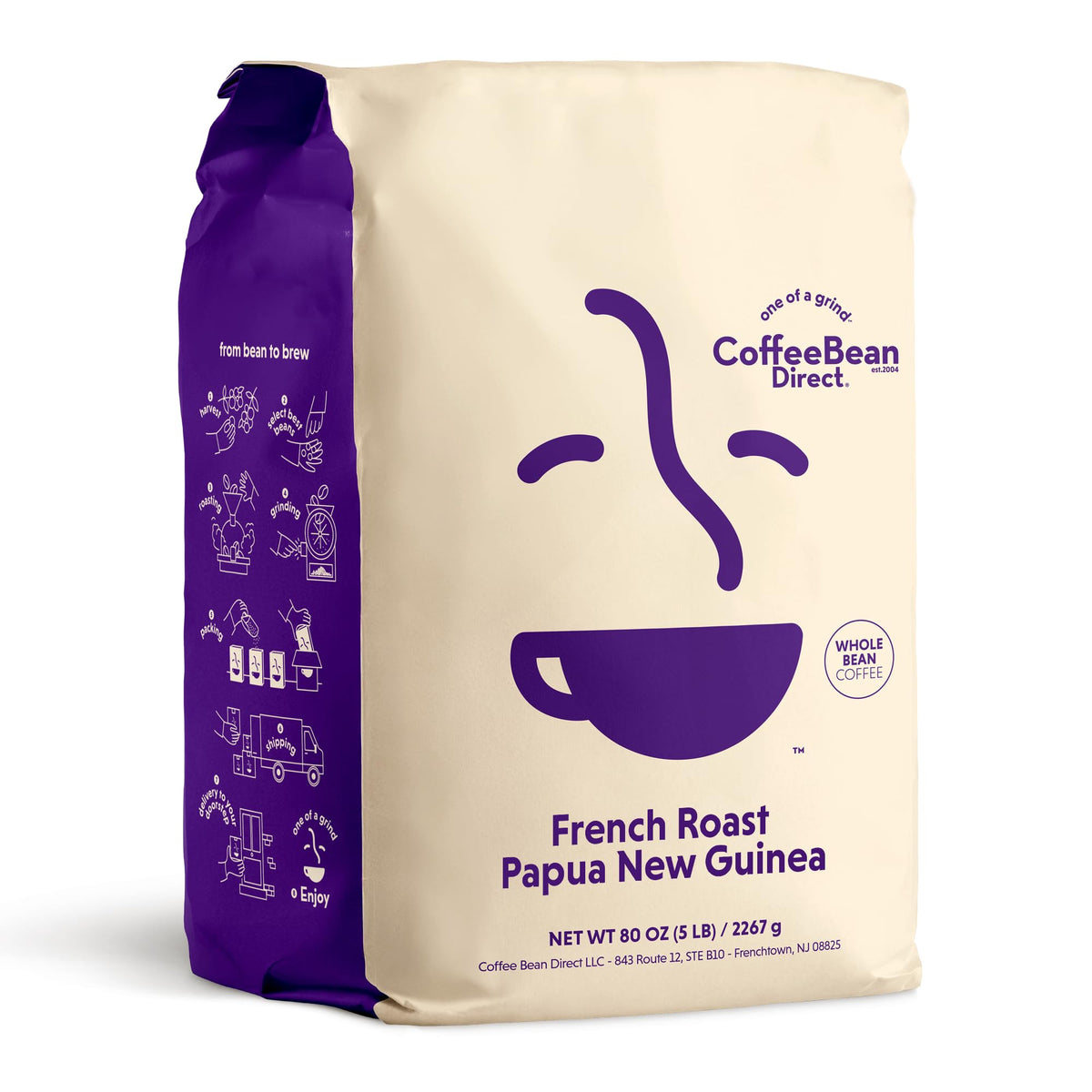 Coffee Bean Direct Tanzanian Peaberry, Whole Bean, 5lb Bag