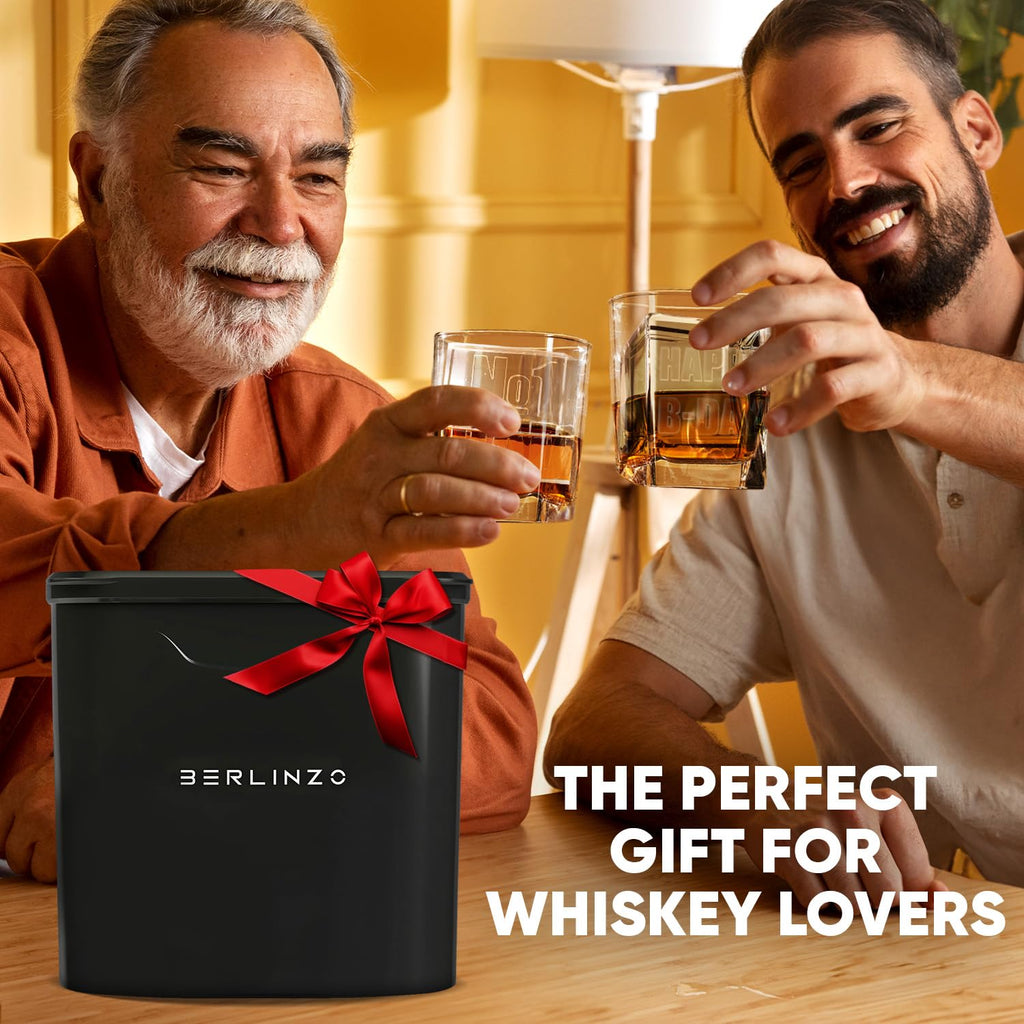 Berlinzo Clear Ice Cube Maker Mold - 8 2.1in Whiskey Squares, Non-Electric