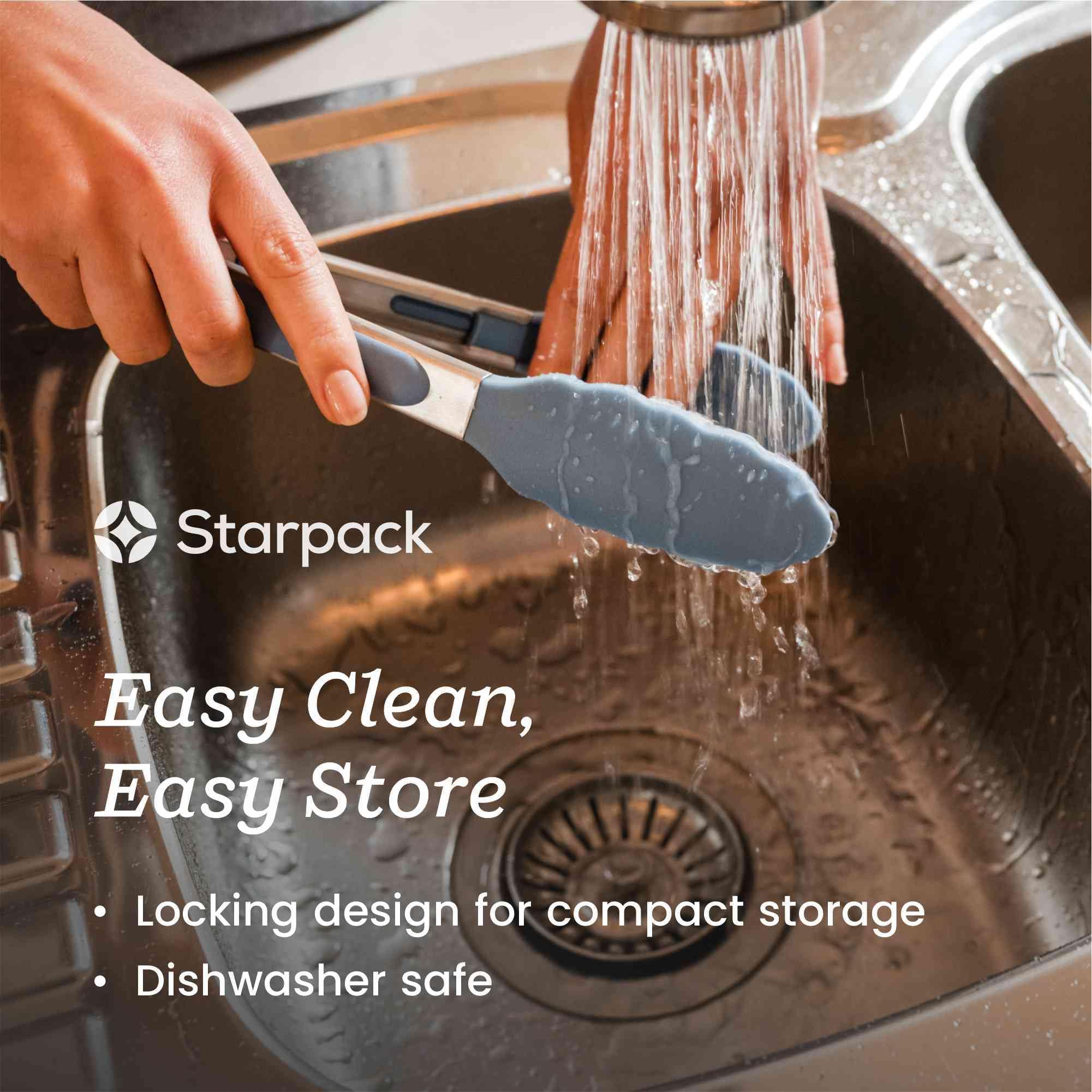 Starpack Get a Grip Silicone Kitchen Tongs (12 Inch) - LFGB Non Toxic, 600°F Heat Resistant, BPA-Free - Heavy-Duty Stainless Steel, Locking - Dishwasher Safe for Nonstick Cookware