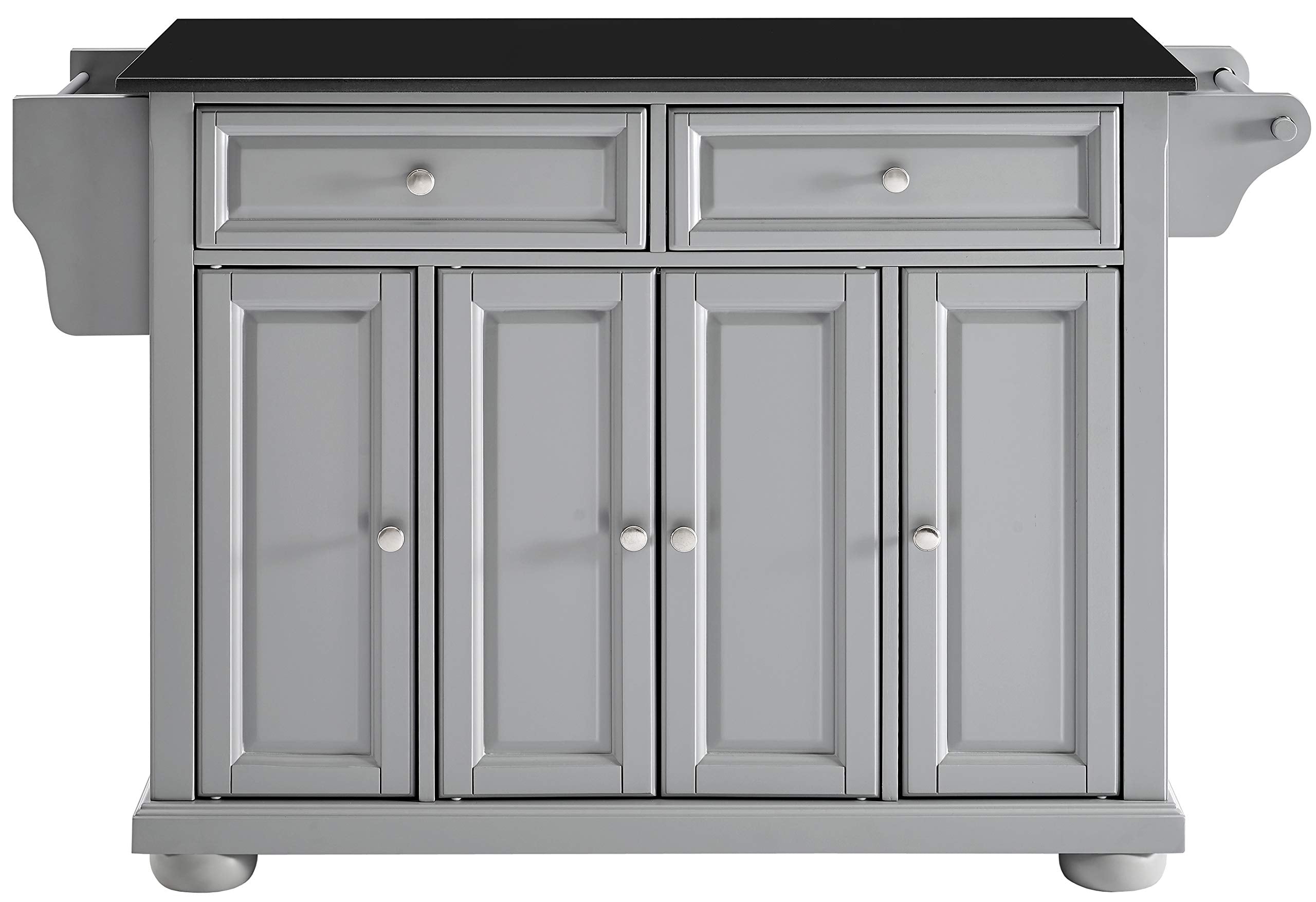 Crosley Furniture Alexandria Granite Top Rolling Kitchen Island Storage Cart, Microwave Stand, Spice Rack, Gray