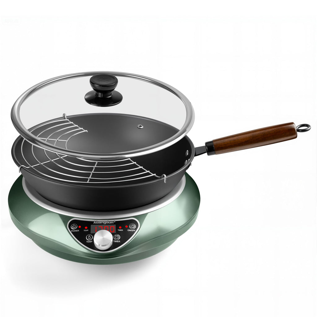 ABangDun 1700W Concave Induction Wok Burner, 120V Electric Wok Cooker