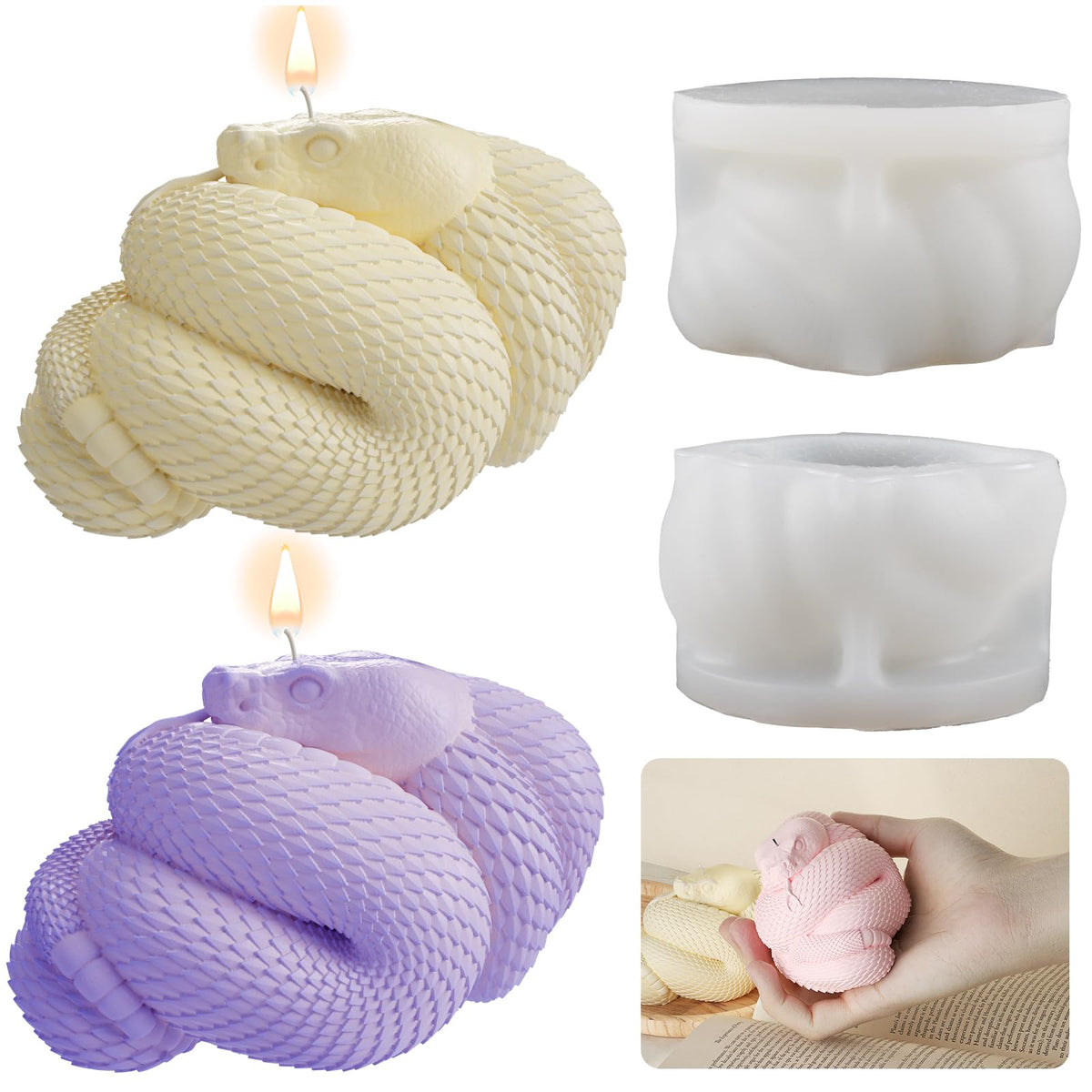 2 Pack Dinosaur Silicone Mold - Resin Candle & Easter Egg Mold - Animal & Cartoon Mold for Home Decoration