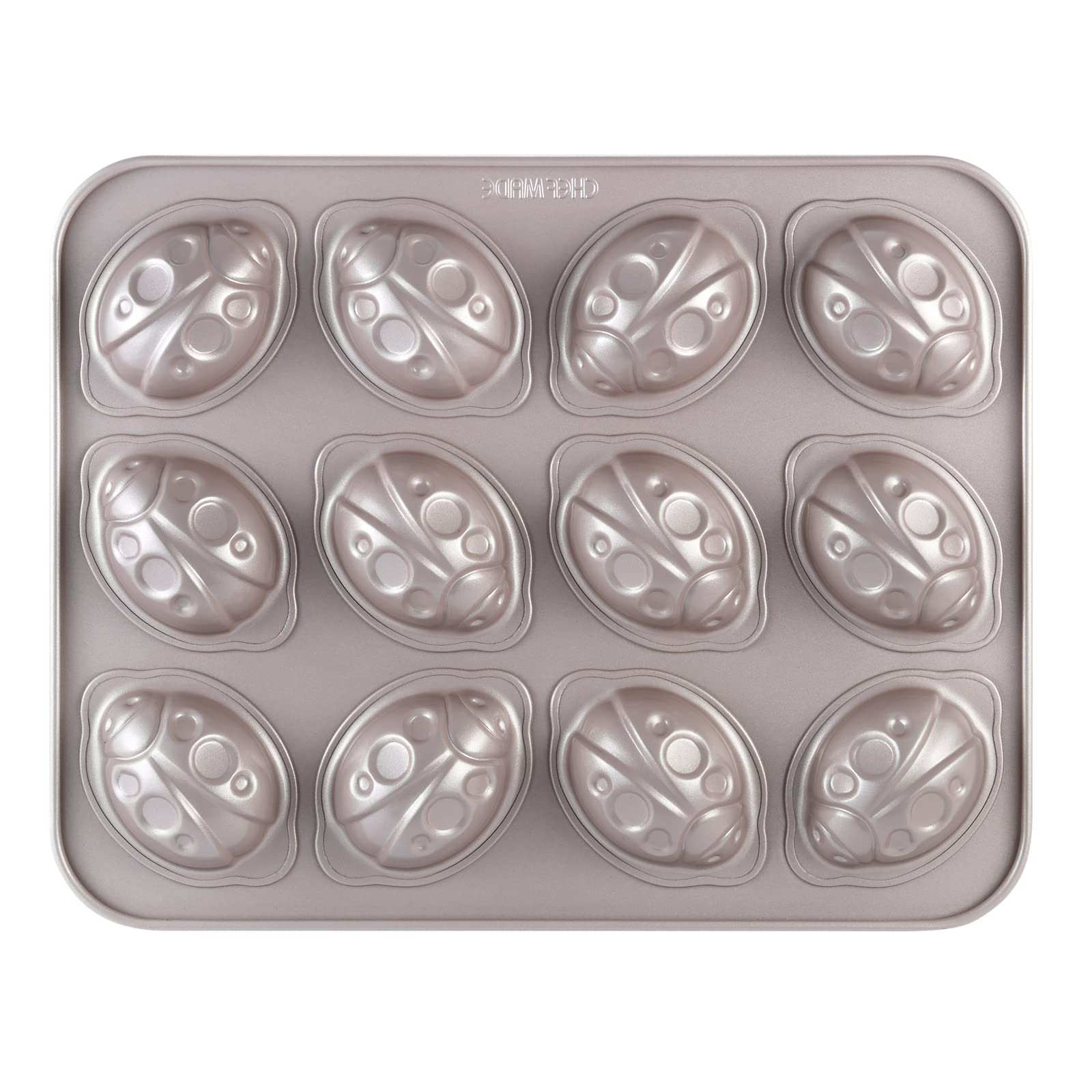 CHEFMADE Beetle Cake Pan, 12-Cavity Non-Stick Animal Muffin Bakeware for Oven Baking (Champagne Gold)