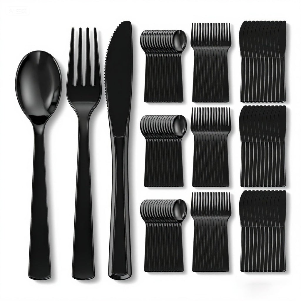 EI 360pcs White Plastic Silverware,Plastic Silverware Heavy Duty,Disposable Plastic Cutlery,Plastic Utensil Sets,Fancy Plastic Silverware include 120pcs Forks,120pcs Spoons and 120pcs Knives for Party