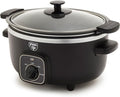 GreenLife 3.5QT Slow Cooker, Non-Toxic PFAS-Free Ceramic Nonstick Removable Interior Bowl, Programmable, Keep Warm, Stovetop & Oven Safe, Dishwasher Safe Parts, Glass Lid, Black