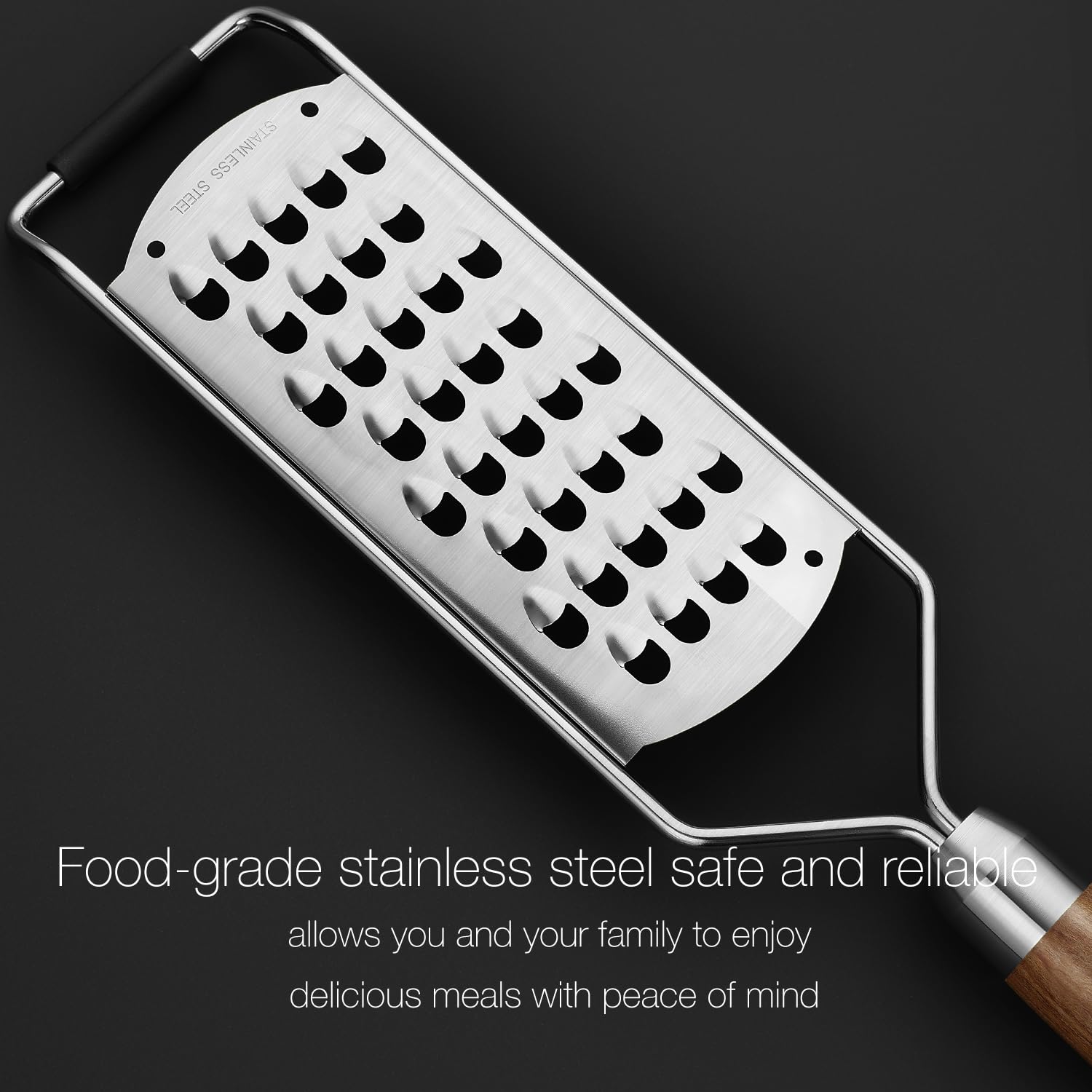 KULUNER Professional-Grade Lemon Zester with Ultra-Coarse Blades, Heavy-Duty Cheese/Vegetable Grater, Solid Wood Handle Design - Rust-Resistant Durable, Essential Kitchen Tool (B1)