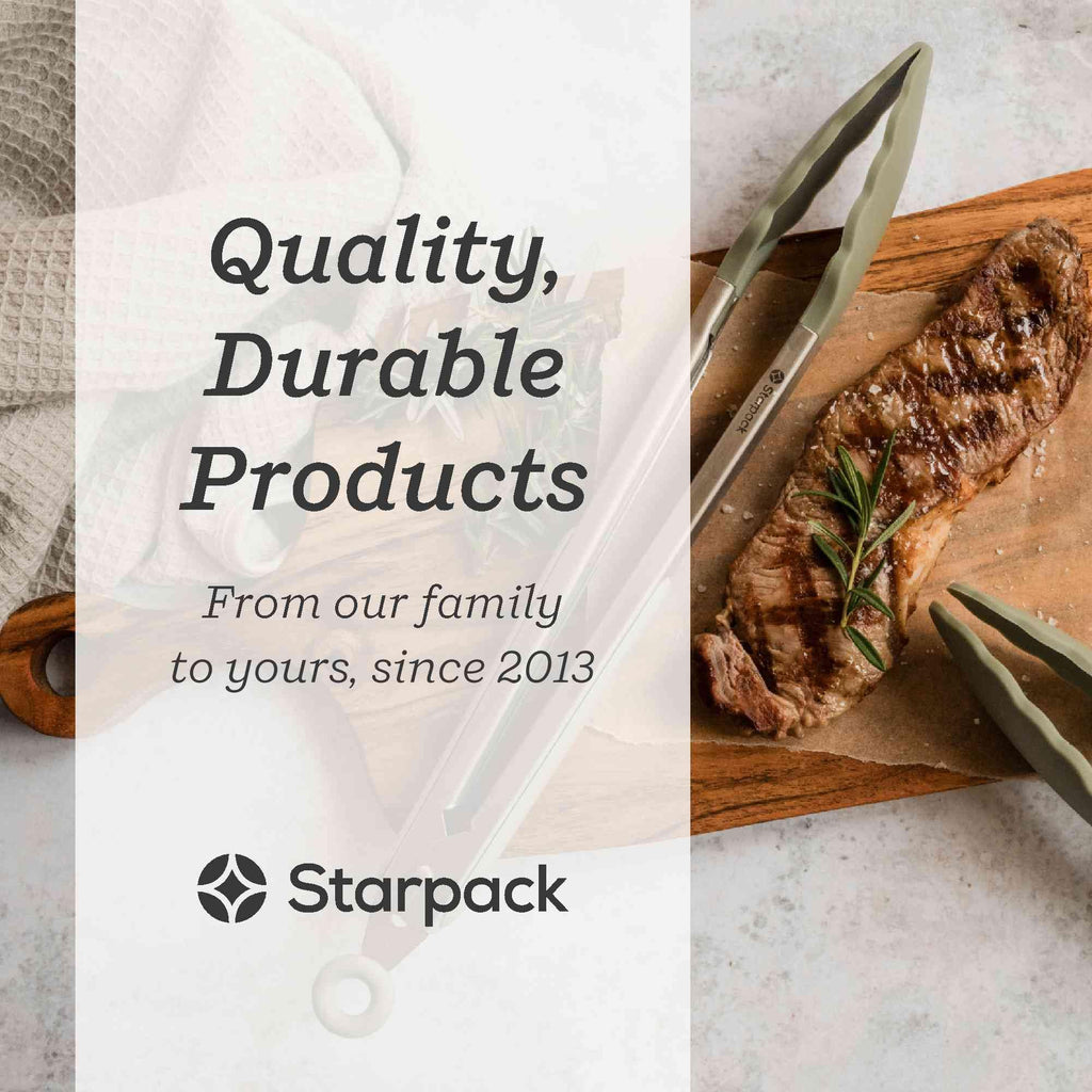 Starpack Get a Grip Silicone Kitchen Tongs (12 Inch) - LFGB Non Toxic, 600°F Heat Resistant, BPA-Free - Heavy-Duty Stainless Steel, Locking - Dishwasher Safe for Nonstick Cookware