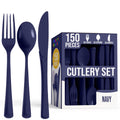 Party Solids Red Plastic Silverware 150 Pcs Red Cutlery Set