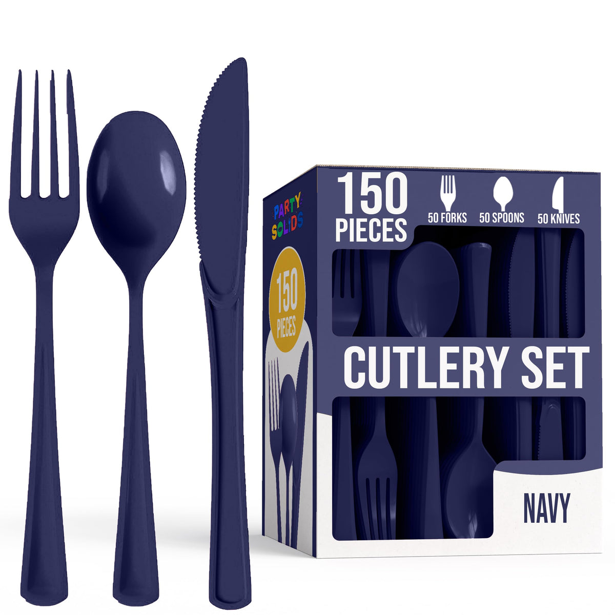 Party Solids Red Plastic Silverware 150 Pcs Red Cutlery Set