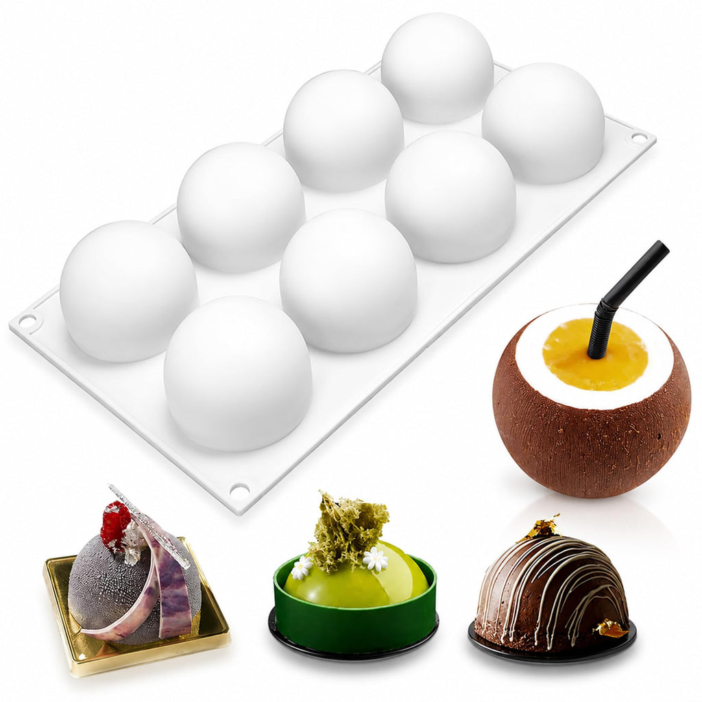 OCPO Kitchen Orange Silicone Mold for Baking Mousse Cake, 8 Cavities