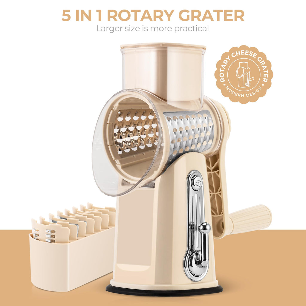 SUSTEAS Rotary Cheese Grater 5 Blades,Kitchen Mandoline Vegetable Slicer