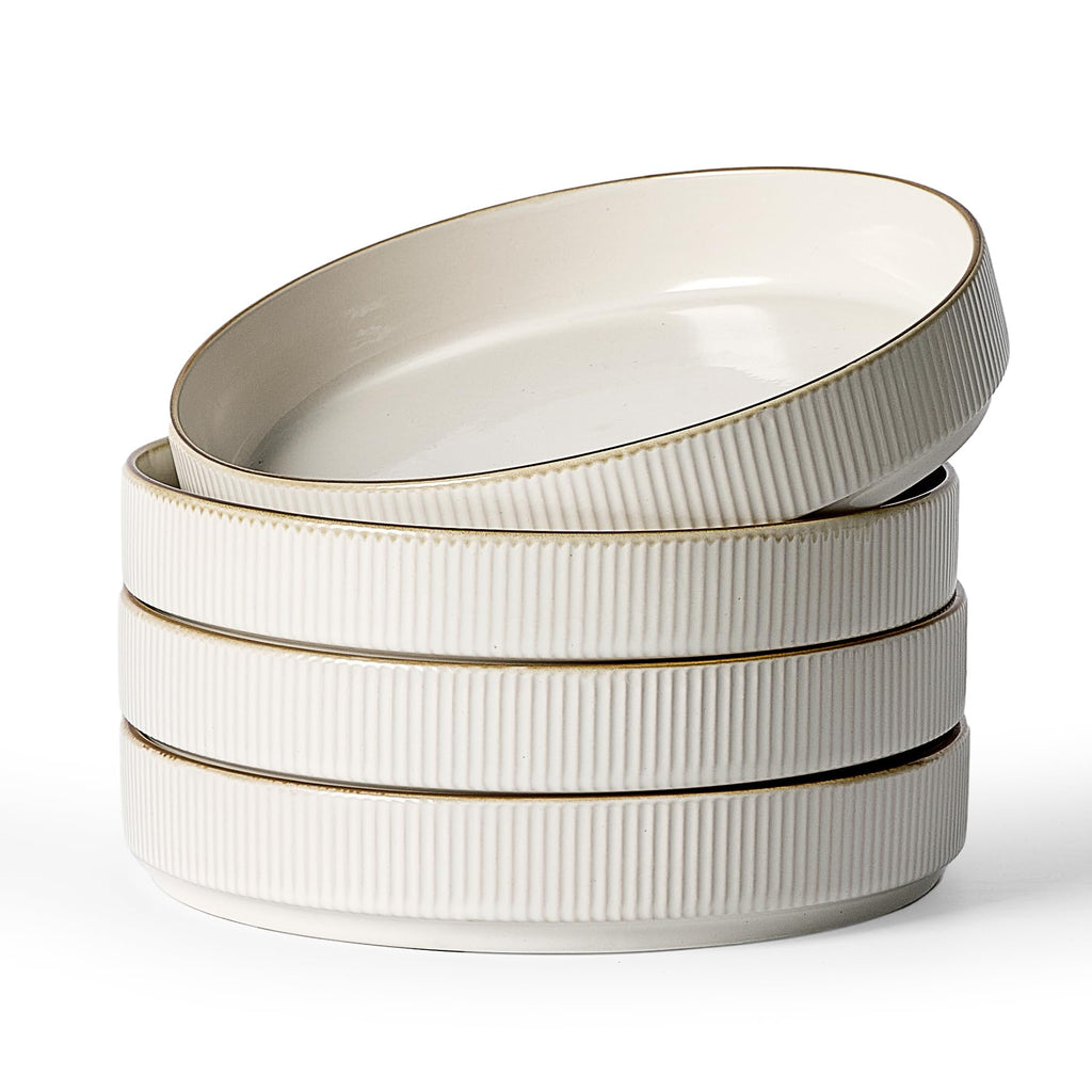 famiware Star 8.25" Pasta Bowls Set of 6, Bowl Plates, Matte Dark Charcoal