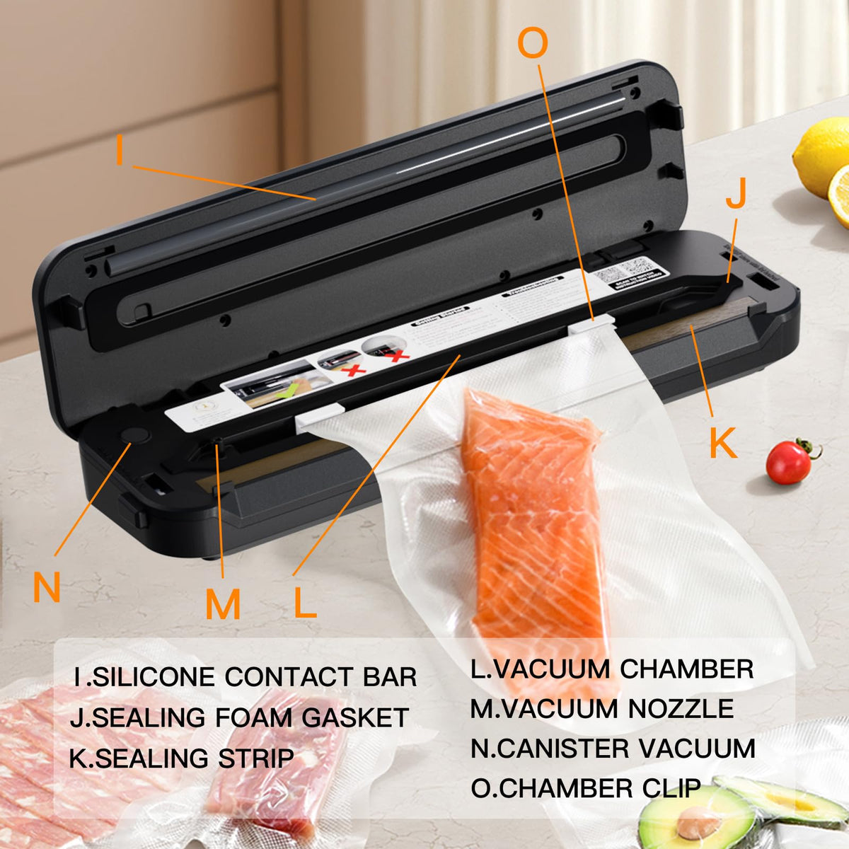 MEGAWISE Vacuum Sealer Machine, 80kPa, Built-In Cutter, Dry/Moist