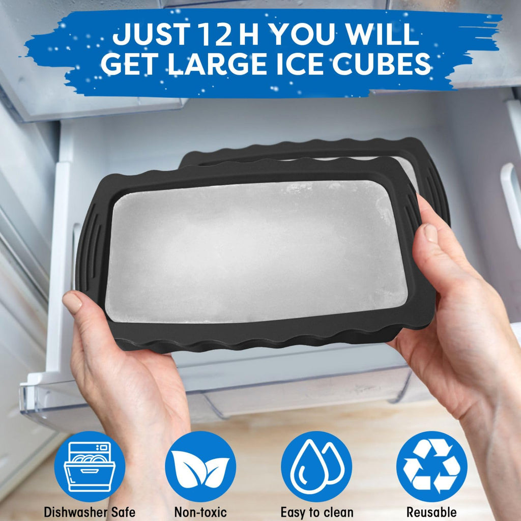 Haldane 5PC Extra Large Ice Block Mold 15LB Ice Cube Bricks Maker Molds for Cold Plunge/Coolers, Reusable Ice Bath Water Chiller, Thick Silicone Ice Bath Accessories Black