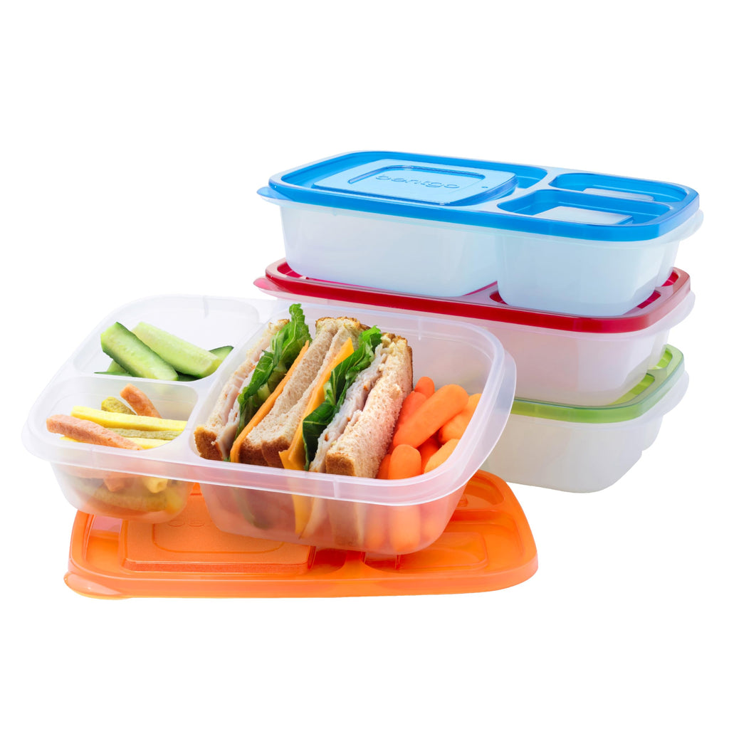 Bentgo Easyboxes Stackable 3-Compartment Bento Lunch Boxes, Set of 4