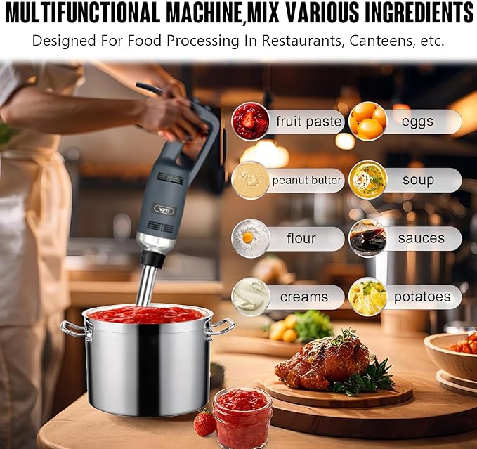 VONCI 750W Commercial Immersion Blender, Electric Hand Blender with 12" Detachable Shaft, Variable Speed 8000-19000RPM,Industrial Immersion Blender for Restaurant Kitchen.Extra Heavy Duty Hand Mixer.