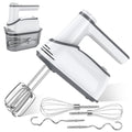 Cordless Electric Hand Mixer: 12 Speeds Powerful Handheld Mixer with 6 Stainless Steel Attachments (2 Beaters, 2 Dough Hooks, 2 Whisks), Snap-On Storage Case & Eject Button (White)