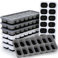 Silicone Ice Cube Tray, 8 Pack Easy-Release & Flexible 14-Ice Cube Trays with Spill-Resistant Removable Lid, Stackable Ice Trays with Covers for Freezer, Cocktail (4 Black+ 4 Grey)