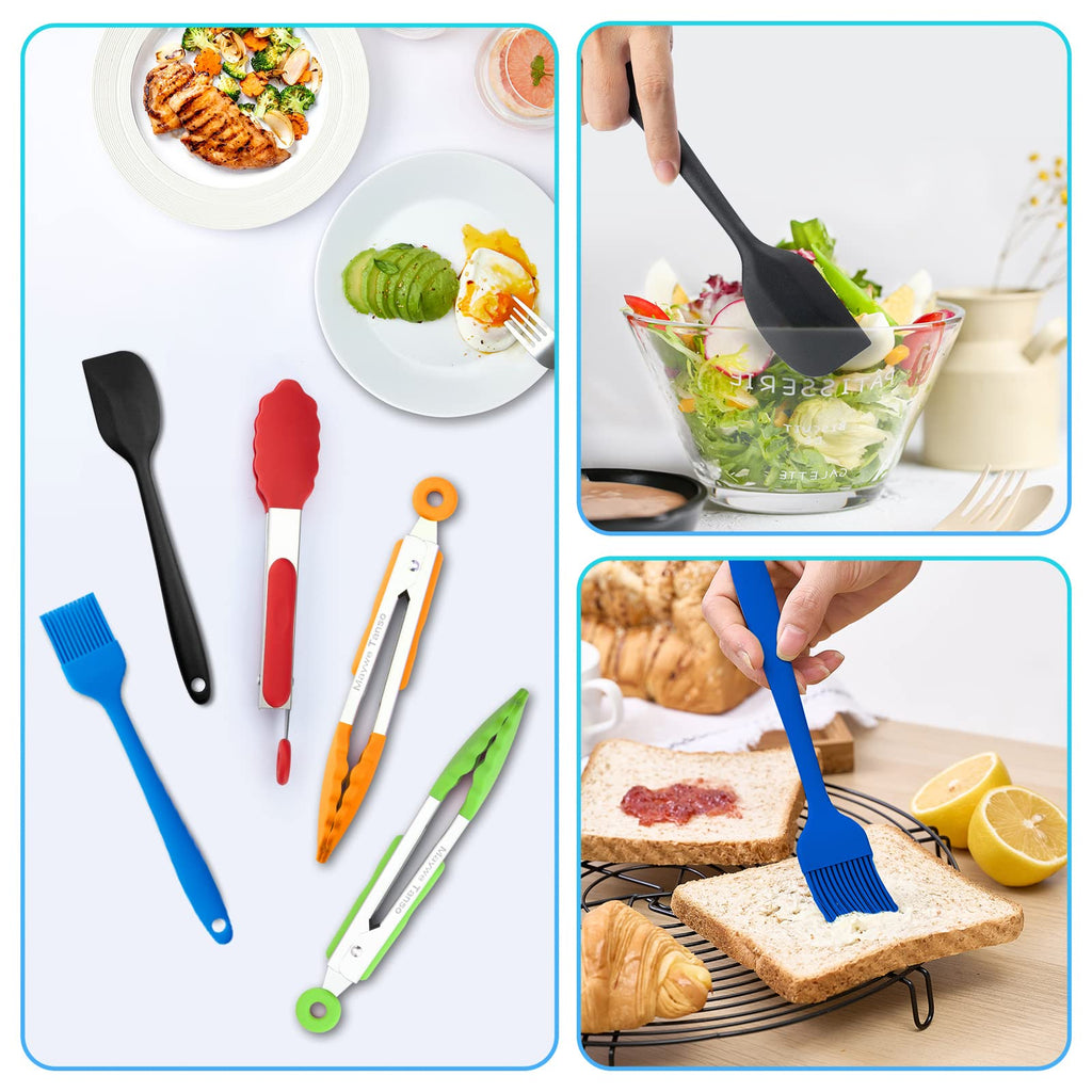 Small Silicone Tongs for Cooking, 3 PCS 7-Inch Mini Serving Tong