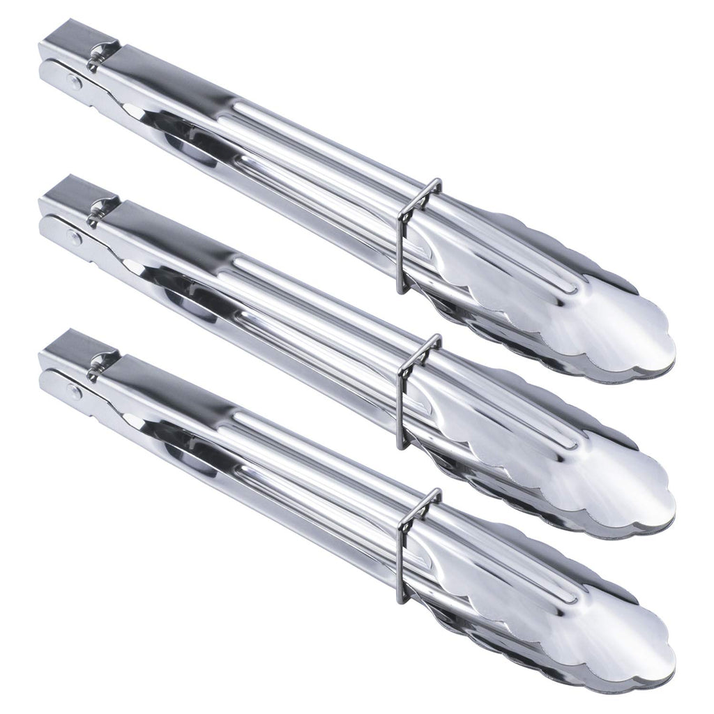 HINMAY 3PCS Stainless Steel Kitchen Tongs 7/9/12 Inch Cooking Tongs Set