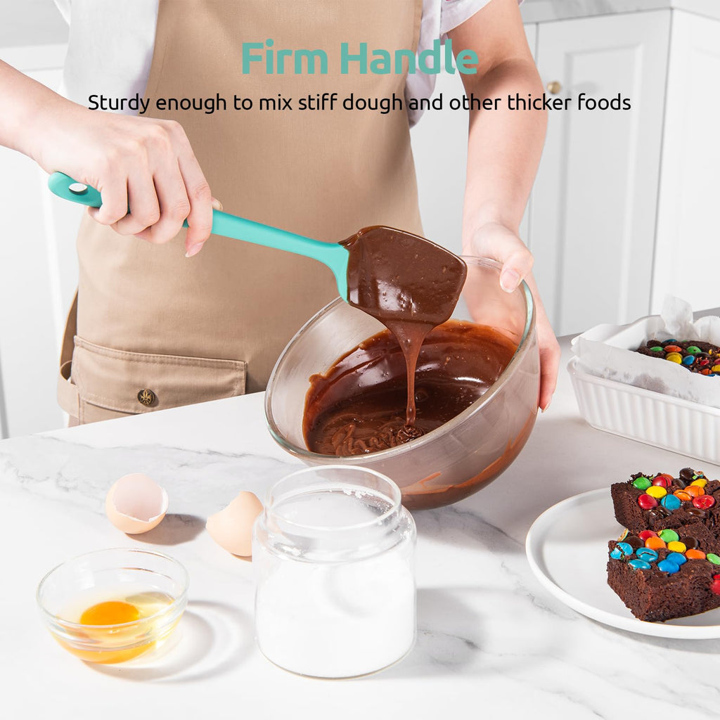 U-Taste Silicone Spoon Spatula Set of 3, 600°F High Heat Temp, Aqua Sky