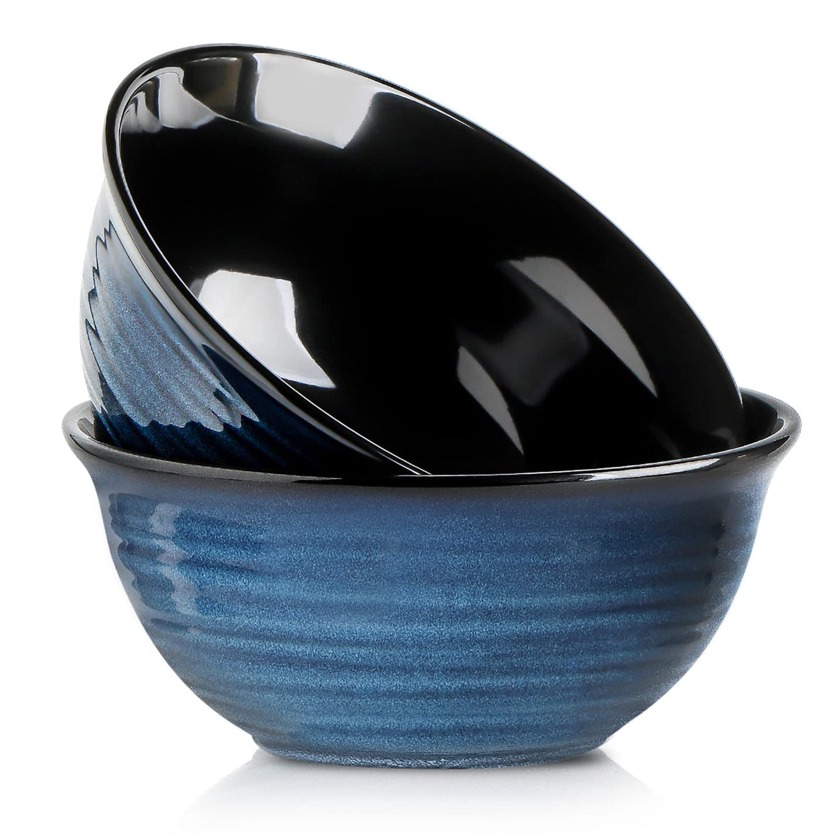 HASENSE Soup Bowls for Kitchen, 40 Ounce Large Cereal Bowls, 7 Inch Ceramic Serving Bowls for Salad Pasta Soup Popcorn, Dishwasher & Microwave Safe, Set of 4(Blue)