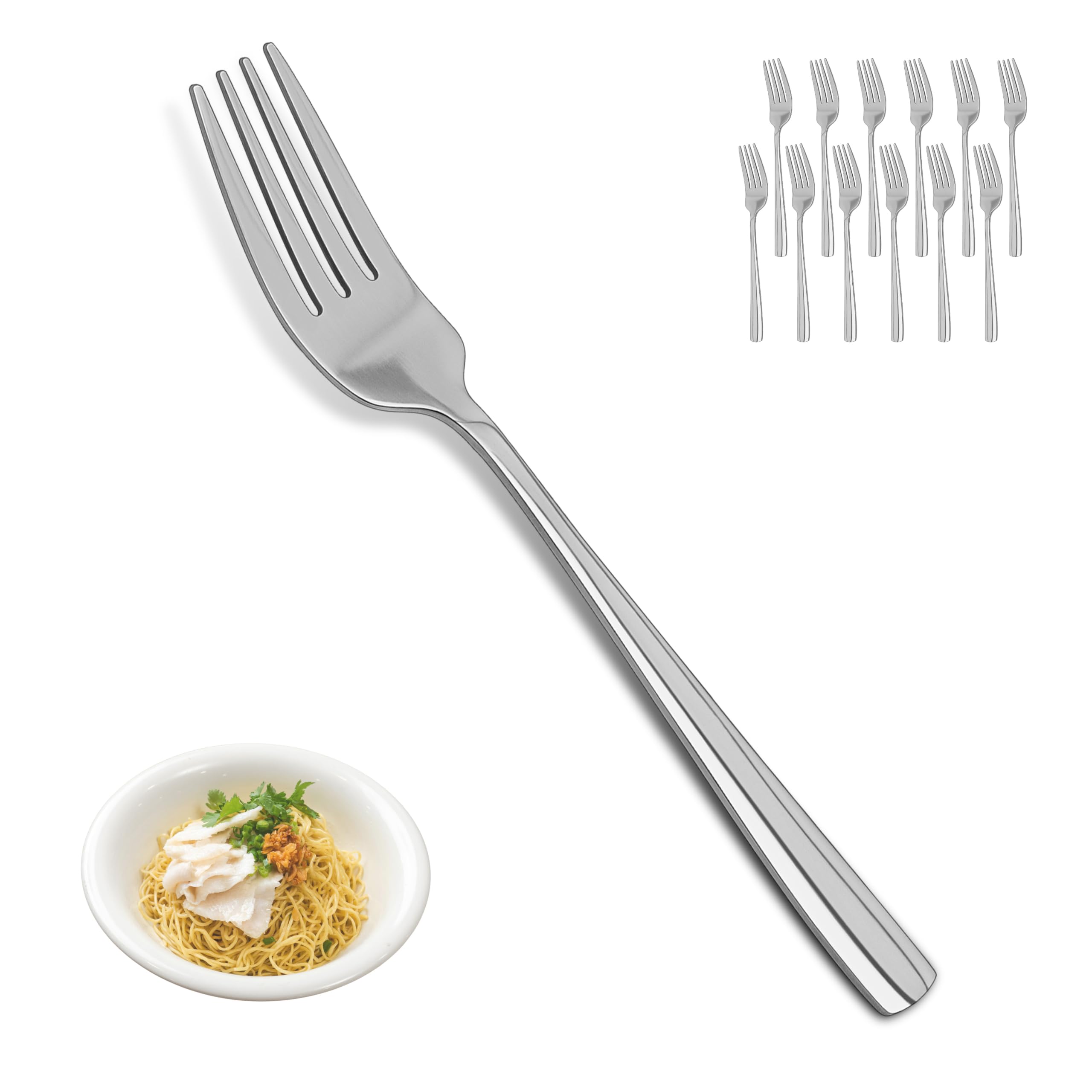 Dinner Forks Set-12 Piece 18/10 Stainless Steel Dinner Forks, 7.5 Inches Table Forks,Salad Forks Silverware,Metal Forks for Home Kitchen Restaurant Hotel,Mirror Finish & Dishwasher Safe
