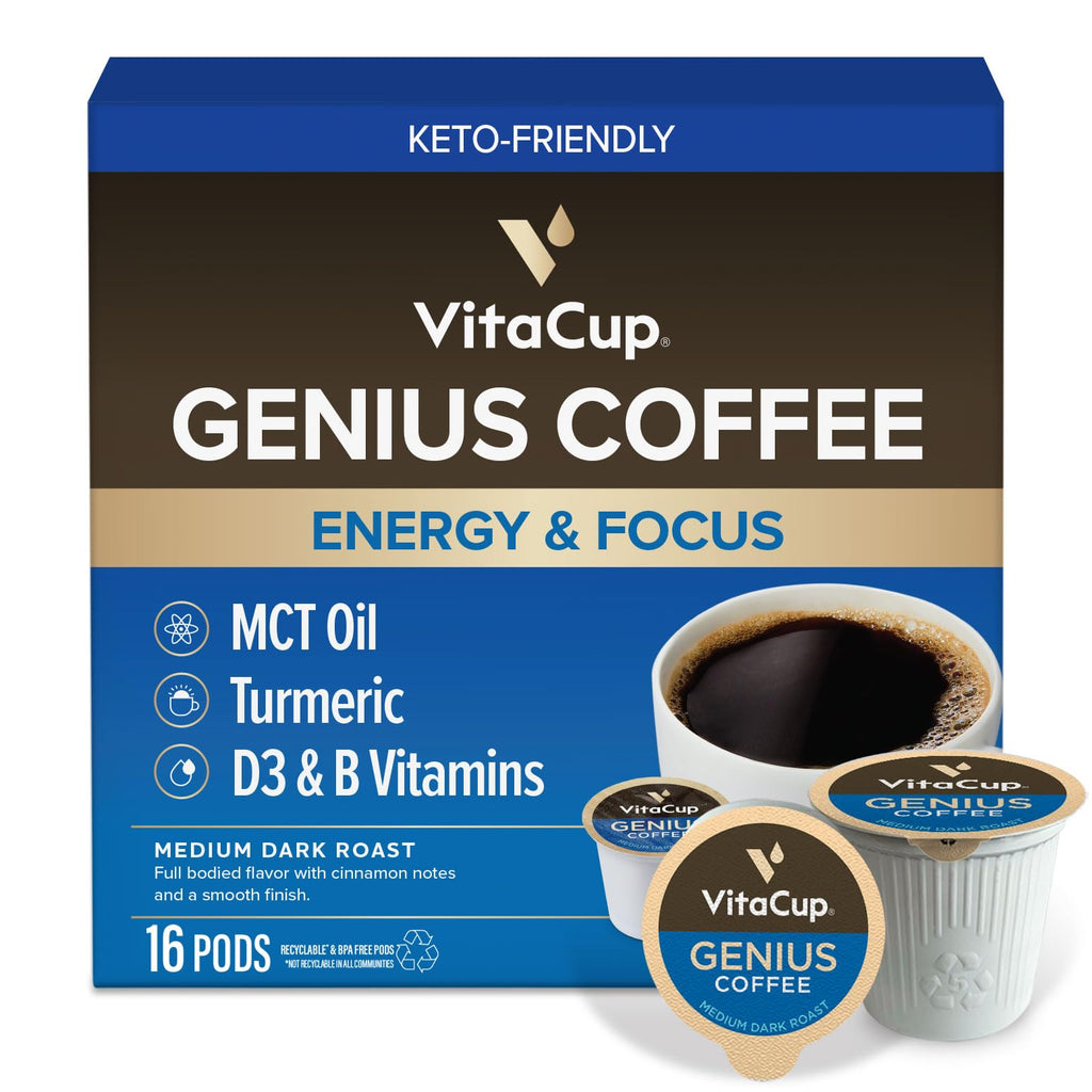 VitaCup Mushroom Coffee Pods, with Lions Mane for Memory & Clarity, 16ct