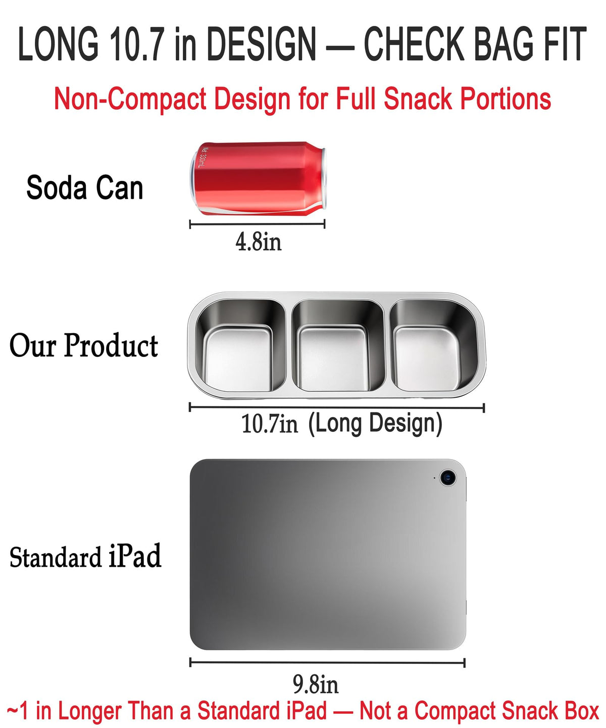 3-Pack Stainless Steel Snack & Lunch Containers for Kids & Adults, 23 oz