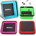 SHALL New Version Collapsible Magnetic Parts Tray Set, 4-Pack Magnetic Tool Trays for Screw Bolts Nuts Washers Pins & Small Metal Parts, 4.5” Square Silicone Foldable Bowls w/Dual-Sided Magnetic Base