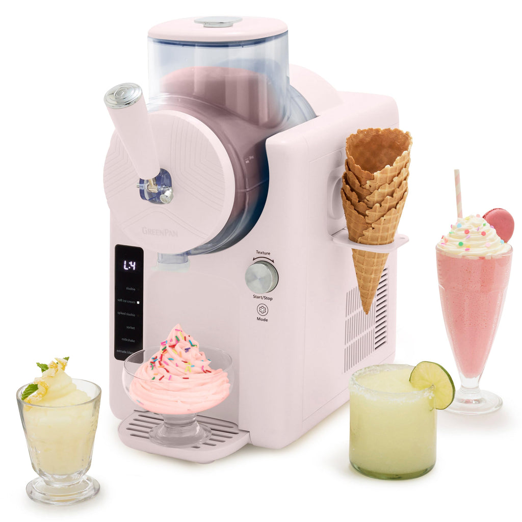 GreenPan Frost Ice Cream Maker & Slushie Machine, Soft Serve, Sorbet, Margaritas, Milkshakes, Frozen Yogurt, No Pre-Freezing, Ready in 15 Mins, 6 Modes, 7 Textures, Self-Cleaning, Family Size, Green