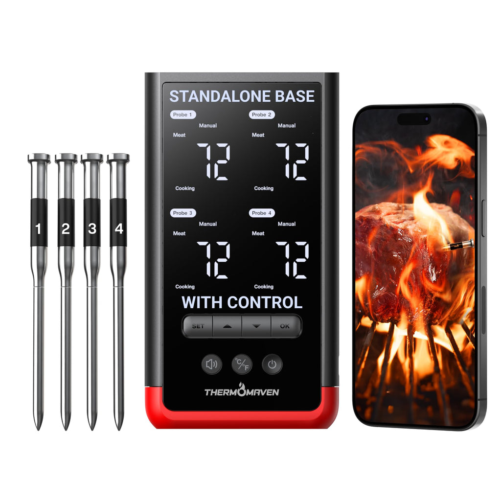 ThermoMaven WiFi Wireless Meat Thermometer, 2 Probes, Smart Base, 6 Sensors