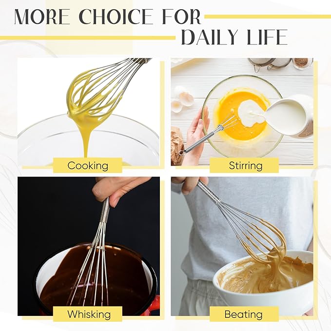 Baderke 10 Pcs Mini Whisk Bulk Small Whisks for Cooking 304 Stainless Steel Tiny Whisk for Baking, Whipping, Beating Eggs, Mixing Sauces, Blending Ingredients (6 Inch)