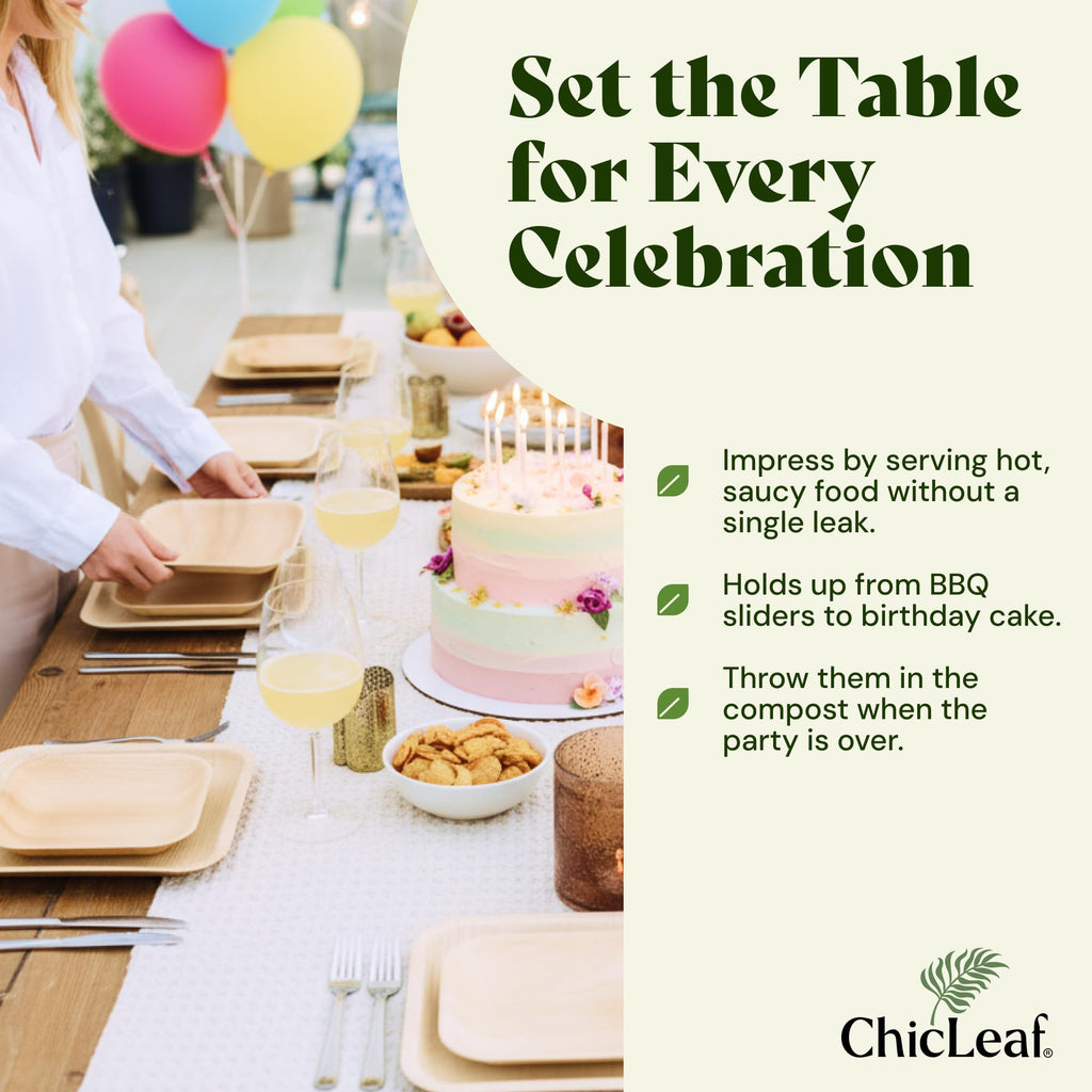Chic Leaf Palm Leaf Plates - 10 in Square, 20 Pack, Compostable