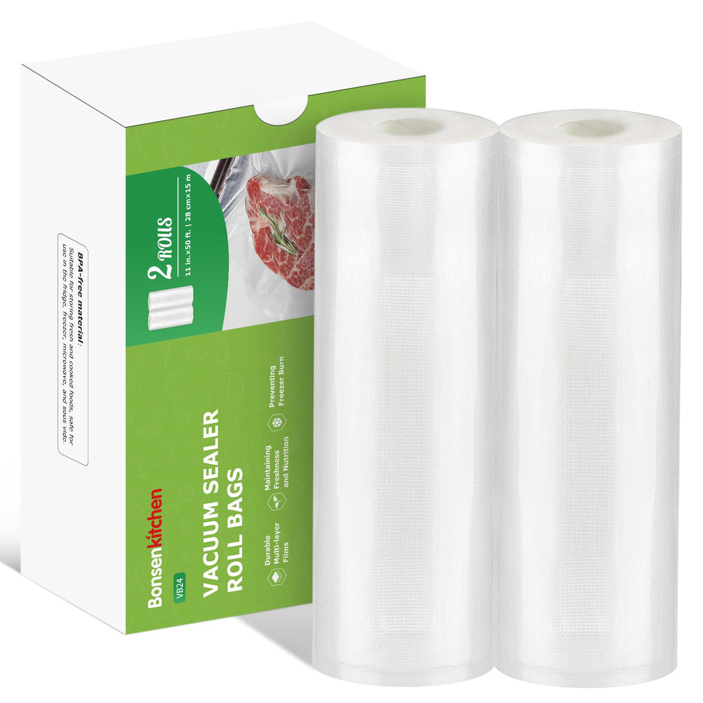 Bonsenkitchen 6 Rolls 11" x 16' Vacuum Sealer Bags for Food with Color Box