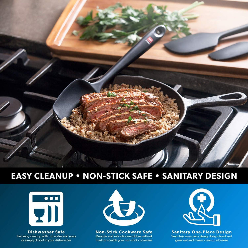 DI ORO Silicone Spoonula - Spoon Spatula, 600F Heat Resistant, Blue