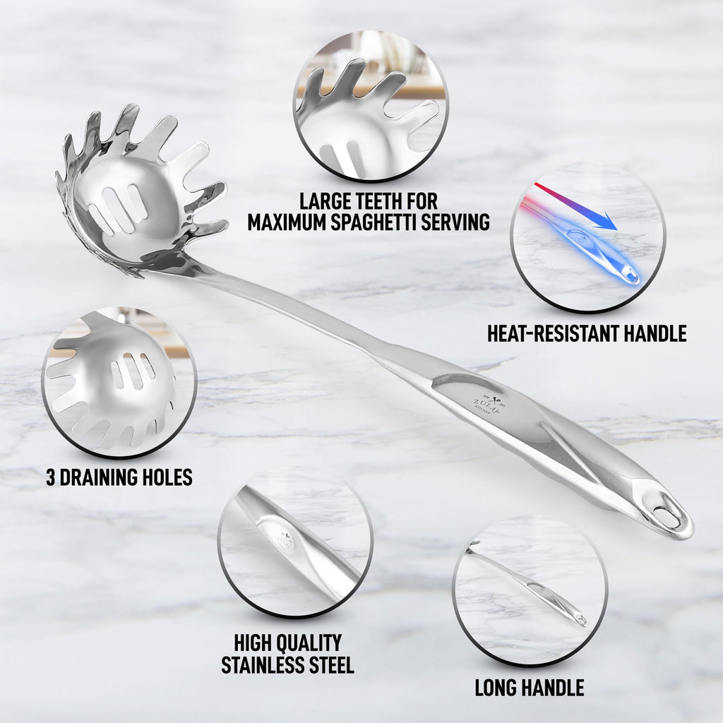 Zulay Kitchen Stainless Steel Pasta Spoon