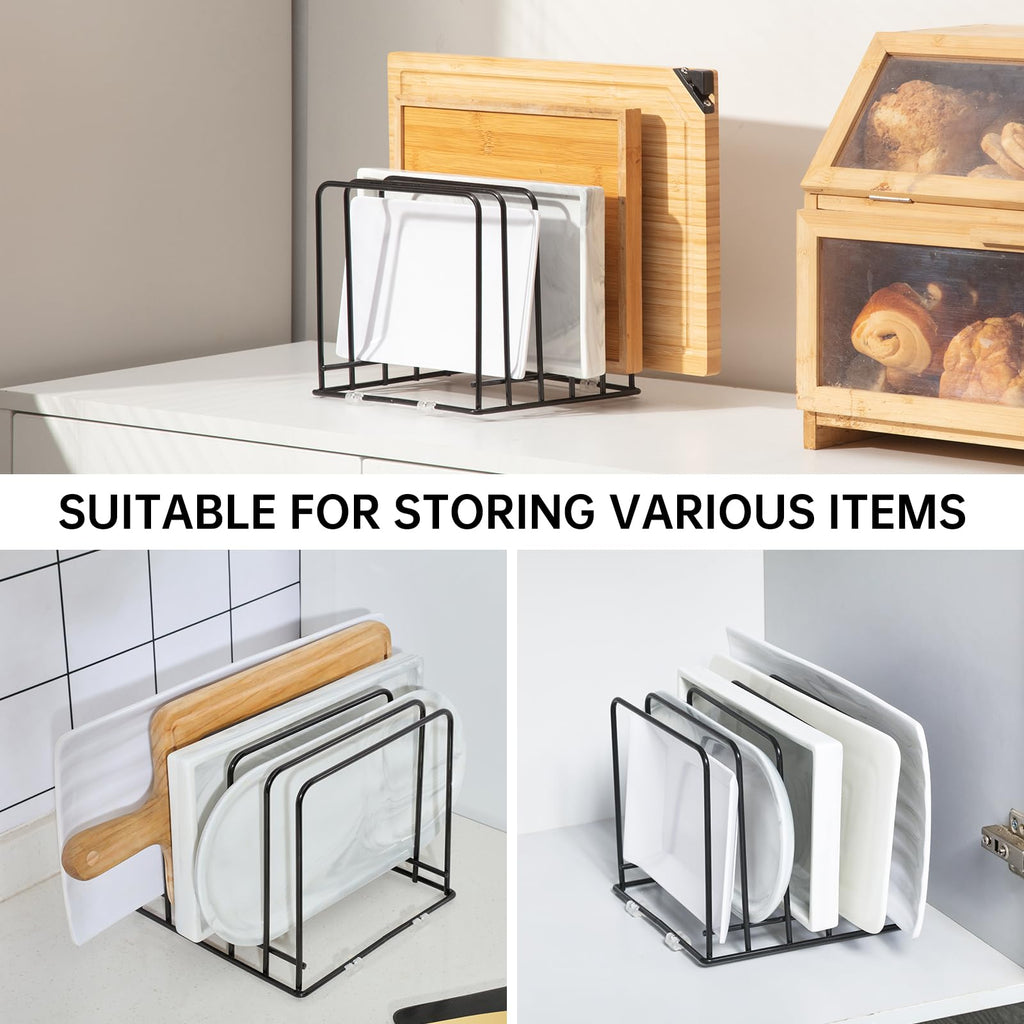QSYZanZan Cutting Board Organizer(1 Pc),Kitchen Cabinet Dividers for baking sheets,Bakeware Holder with 5 Slots,Space Saving,for used to Baking Tray and Chopping Storage