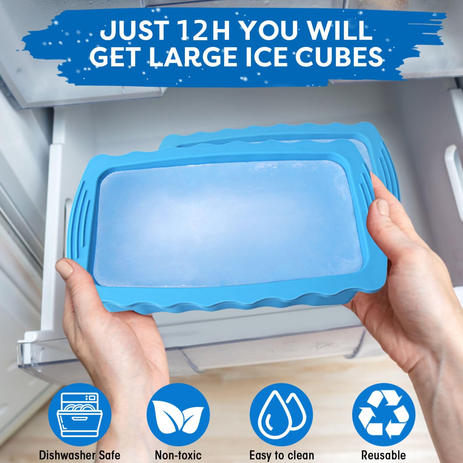 Haldane 5PC Extra Large Ice Block Mold 15LB Ice Cube Bricks Maker Molds for Cold Plunge/Coolers, Reusable Ice Bath Water Chiller, Thick Silicone Ice Bath Accessories Blue