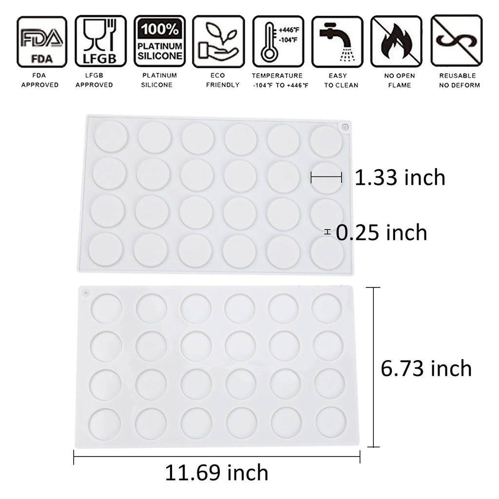OCPO KITCHEN 3D Round Cylinder Silicone Mold for Baking Mousse Cake, Candy, Pastry, Chocolate, Cupcake, Cookie, Cake Decoration Mold, Round Shape (24-Cavity)