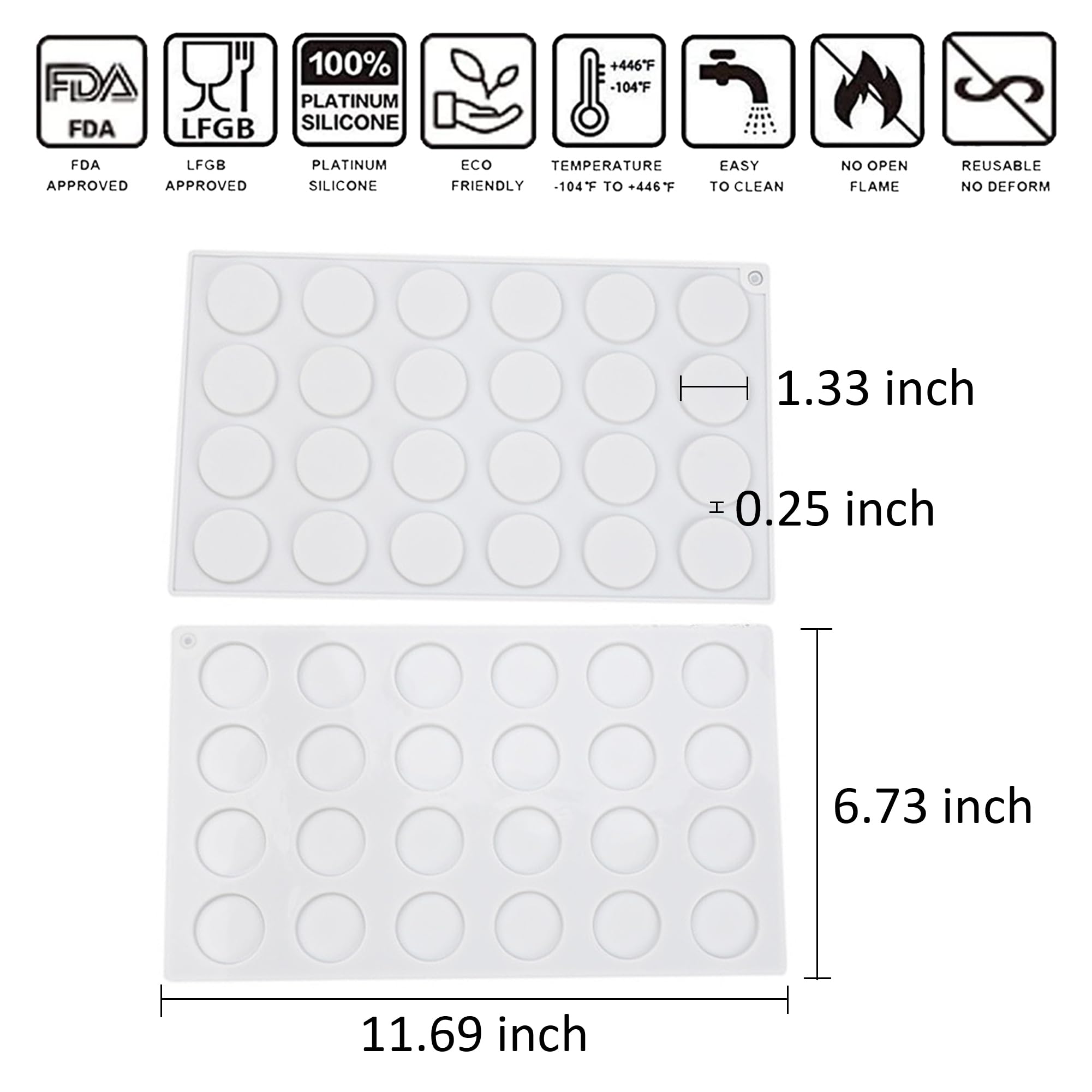 OCPO KITCHEN 3D Round Cylinder Silicone Mold for Baking Mousse Cake, Candy, Pastry, Chocolate, Cupcake, Cookie, Cake Decoration Mold, Round Shape (24-Cavity)