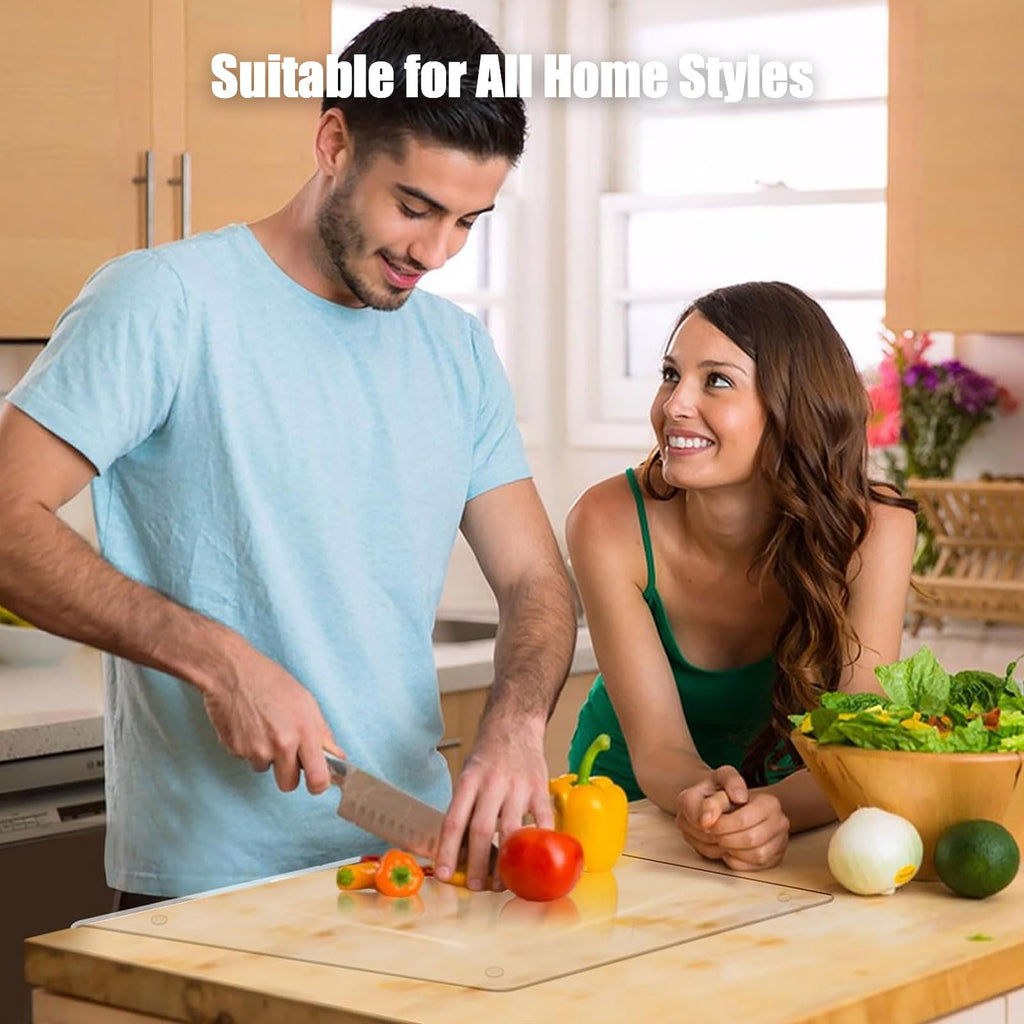 Acrylic Cutting Boards for Kitchen Counter，Clear Cutting Board for Countertop with Lip, Upgraded Thicker Non-Slip Transparent Acrylic Cutting Board for Countertop for Home (18 * 14in) (Large)