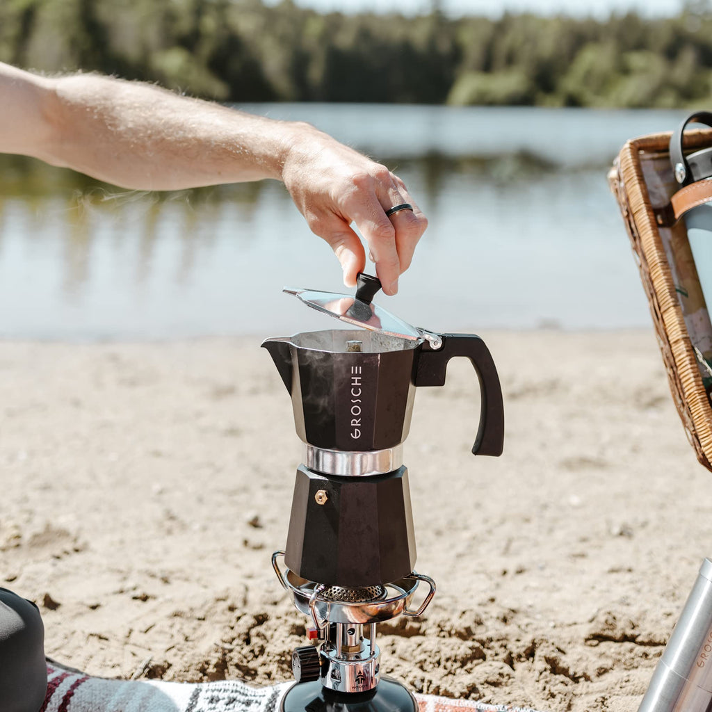 GROSCHE Milano Stovetop Espresso Maker Moka Pot 3 espresso Cup, 5 oz Black