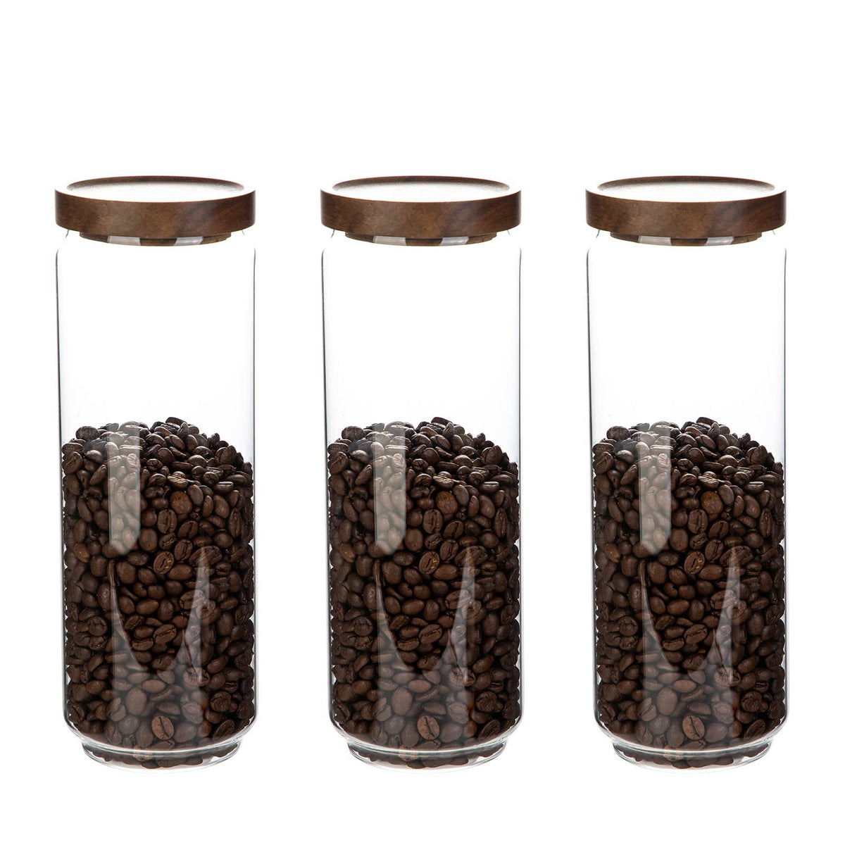 Homtop 15 OZ Glass Jars with Airtight Acacia Wood Lids, 4 PCS