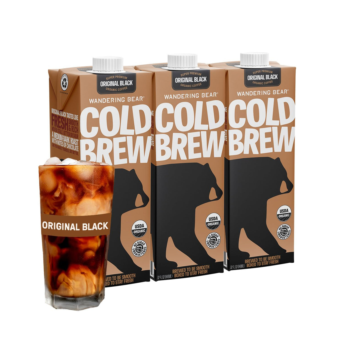 Wandering Bear Organic Vanilla Cold Brew Coffee - 32 fl oz, 6 Pack